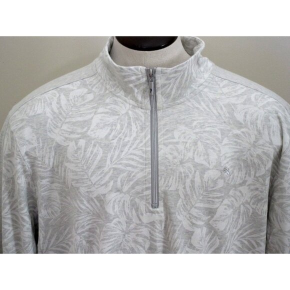 Men's Tommy Bahama 1/4 zipper Mock Neck PO sweatshirt Grey Floral Size 2XL NWT - Picture 4 of 7